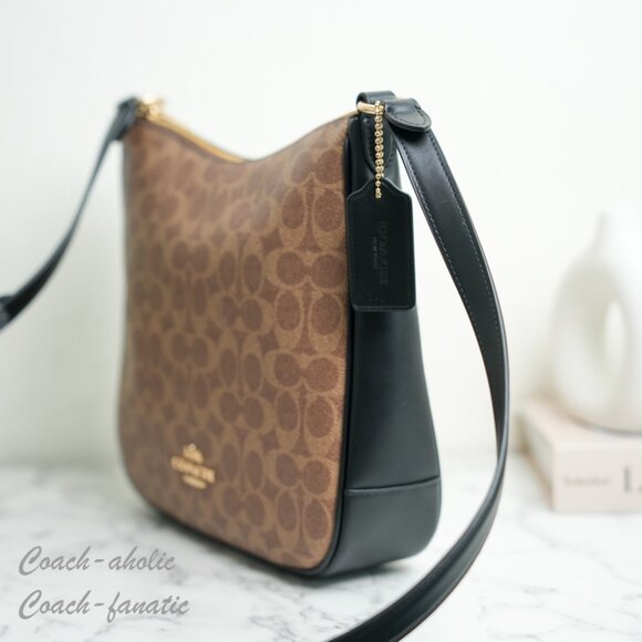 Coach CZ177 Ellie File Bag In Signature Canvas Tan/Black - Picture 6 of 13